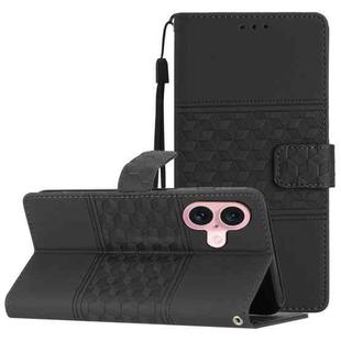 For iPhone 16 Diamond Embossed Skin Feel Leather Phone Case(Black)