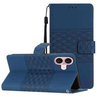 For iPhone 17 Diamond Embossed Skin Feel Leather Phone Case(Dark Blue)