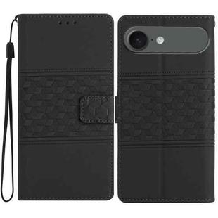 For iPhone 17 Air Diamond Embossed Skin Feel Leather Phone Case(Black)