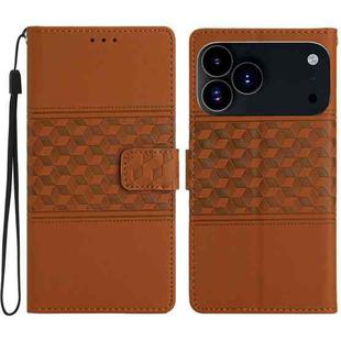 For iPhone 17 Pro Diamond Embossed Skin Feel Leather Phone Case(Brown)