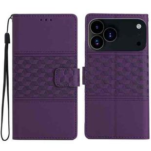 For iPhone 17 Pro Diamond Embossed Skin Feel Leather Phone Case(Purple)