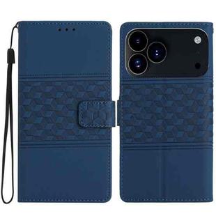 For iPhone 17 Pro Diamond Embossed Skin Feel Leather Phone Case(Dark Blue)