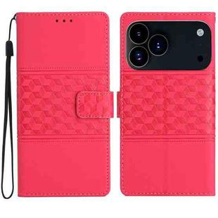 For iPhone 17 Pro Diamond Embossed Skin Feel Leather Phone Case(Red)