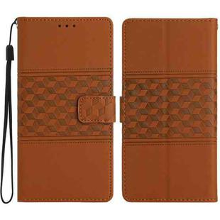 For iPhone 17 Pro Max Diamond Embossed Skin Feel Leather Phone Case(Brown)