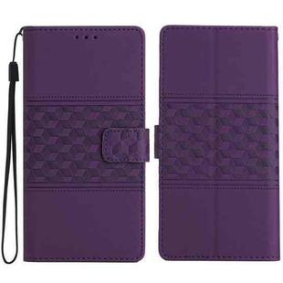 For iPhone 17 Pro Max Diamond Embossed Skin Feel Leather Phone Case(Purple)