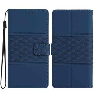 For iPhone 17 Pro Max Diamond Embossed Skin Feel Leather Phone Case(Dark Blue)