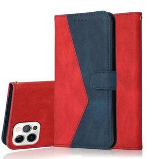 For iPhone 15 Pro Max Dual-color Stitching Leather Phone Case(Red Blue)