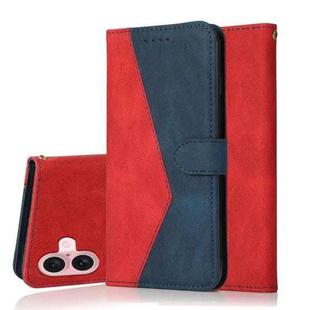 For iPhone 16 Dual-color Stitching Leather Phone Case(Red Blue)