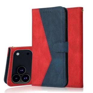 For iPhone 17 Pro Dual-color Stitching Leather Phone Case(Red Blue)