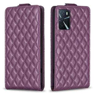 For OPPO A16S / A54S / A55 5G Diamond Lattice Vertical Flip Leather Phone Case(Dark Purple)