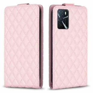 For OPPO A16S / A54S / A55 5G Diamond Lattice Vertical Flip Leather Phone Case(Pink)