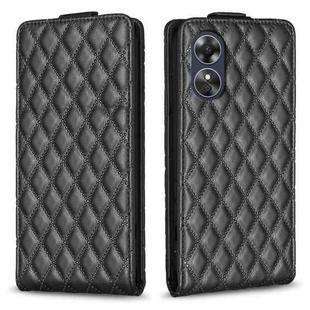 For OPPO A17 Diamond Lattice Vertical Flip Leather Phone Case(Black)