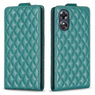 For OPPO A17 Diamond Lattice Vertical Flip Leather Phone Case(Green)