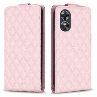 For OPPO A17 Diamond Lattice Vertical Flip Leather Phone Case(Pink)