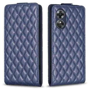 For OPPO A17 Diamond Lattice Vertical Flip Leather Phone Case(Blue)