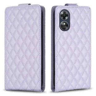 For OPPO A17 Diamond Lattice Vertical Flip Leather Phone Case(Purple)