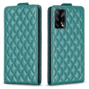 For OPPO A74 4G / F19 4G Diamond Lattice Vertical Flip Leather Phone Case(Green)