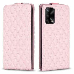 For OPPO A74 4G / F19 4G Diamond Lattice Vertical Flip Leather Phone Case(Pink)