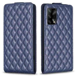 For OPPO A74 4G / F19 4G Diamond Lattice Vertical Flip Leather Phone Case(Blue)