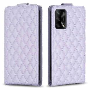 For OPPO A74 4G / F19 4G Diamond Lattice Vertical Flip Leather Phone Case(Purple)