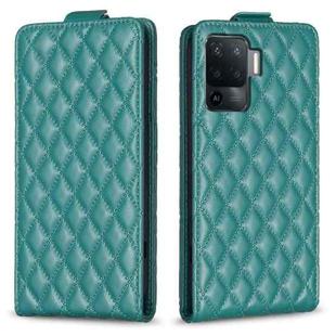 For OPPO A94 / Reno5 F / F19 Pro Diamond Lattice Vertical Flip Leather Phone Case(Green)