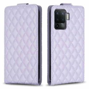 For OPPO A94 / Reno5 F / F19 Pro Diamond Lattice Vertical Flip Leather Phone Case(Purple)