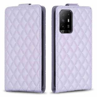 For OPPO A94 5G / F19 Pro+ Diamond Lattice Vertical Flip Leather Phone Case(Purple)