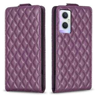 For OPPO A96 5G / Reno7 Z Diamond Lattice Vertical Flip Leather Phone Case(Dark Purple)