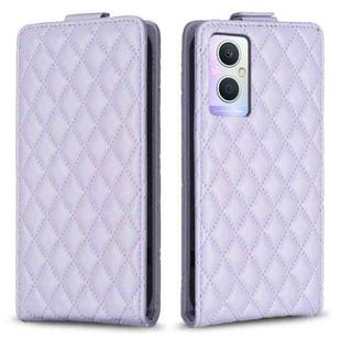 For OPPO A96 5G / Reno7 Z Diamond Lattice Vertical Flip Leather Phone Case(Purple)