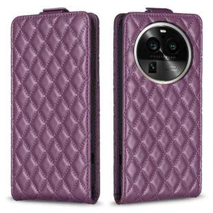 For OPPO Find X6 Pro Diamond Lattice Vertical Flip Leather Phone Case(Dark Purple)