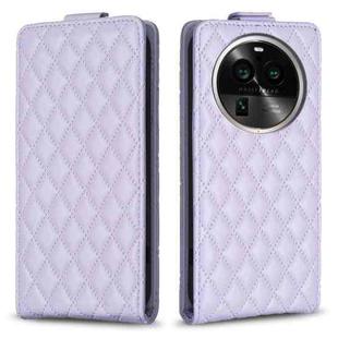 For OPPO Find X6 Pro Diamond Lattice Vertical Flip Leather Phone Case(Purple)