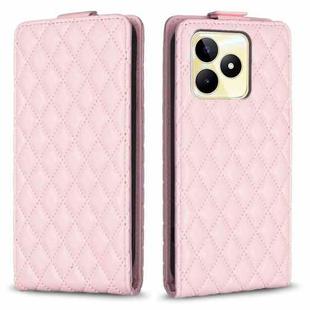 For Realme C53 Diamond Lattice Vertical Flip Leather Phone Case(Pink)