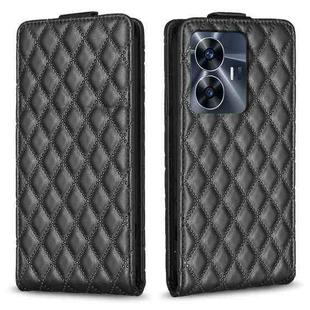For Realme C55 Diamond Lattice Vertical Flip Leather Phone Case(Black)