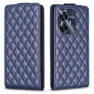 For Realme C55 Diamond Lattice Vertical Flip Leather Phone Case(Blue)