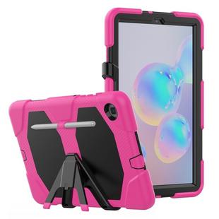 For Samsung Galaxy Tab S6 Lite P610 Shockproof Colorful Silicon + PC Protective Case with Holder & Pen Slot(Rose Red)