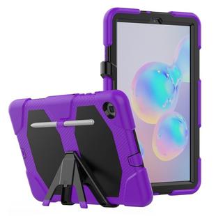 For Samsung Galaxy Tab S6 Lite P610 Shockproof Colorful Silicon + PC Protective Case with Holder & Pen Slot(Purple)