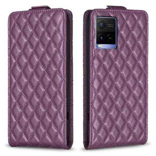 For vivo Y21 / Y21s / Y33s Diamond Lattice Vertical Flip Leather Phone Case(Dark Purple)