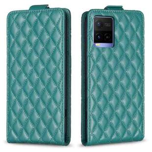 For vivo Y21 / Y21s / Y33s Diamond Lattice Vertical Flip Leather Phone Case(Green)