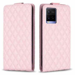 For vivo Y21 / Y21s / Y33s Diamond Lattice Vertical Flip Leather Phone Case(Pink)