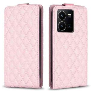 For vivo Y35 4G / Y22s Diamond Lattice Vertical Flip Leather Phone Case(Pink)
