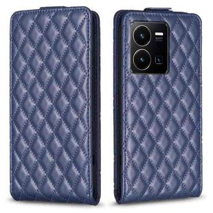 For vivo Y35 4G / Y22s Diamond Lattice Vertical Flip Leather Phone Case(Blue)