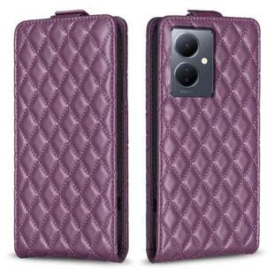 For vivo Y78 5G Diamond Lattice Vertical Flip Leather Phone Case(Dark Purple)