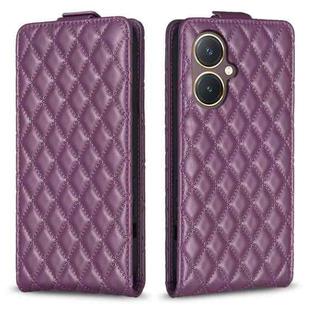 For vivo Y27 4G Diamond Lattice Vertical Flip Leather Phone Case(Dark Purple)