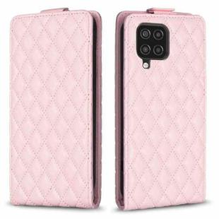 For Samsung Galaxy A12 Diamond Lattice Vertical Flip Leather Phone Case(Pink)