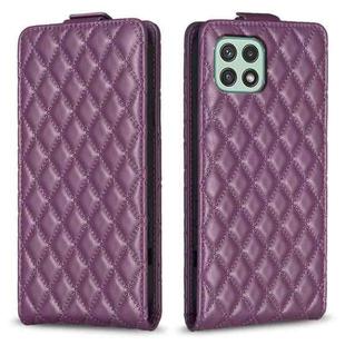 For Samsung Galaxy A22 5G Diamond Lattice Vertical Flip Leather Phone Case(Dark Purple)