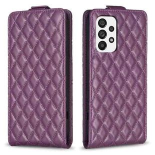 For Samsung Galaxy A72 4G/5G Diamond Lattice Vertical Flip Leather Phone Case(Dark Purple)