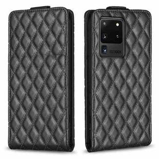For Samsung Galaxy S20 Ultra Diamond Lattice Vertical Flip Leather Phone Case(Black)