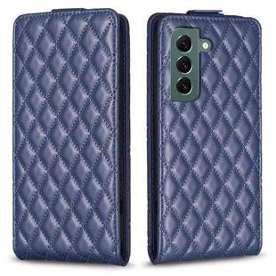 For Samsung Galaxy S21 FE 5G Diamond Lattice Vertical Flip Leather Phone Case(Blue)