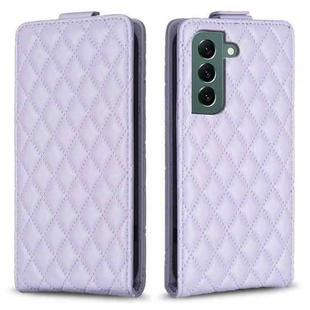 For Samsung Galaxy S21 FE 5G Diamond Lattice Vertical Flip Leather Phone Case(Purple)