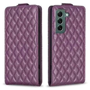 For Samsung Galaxy S22 5G Diamond Lattice Vertical Flip Leather Phone Case(Dark Purple)